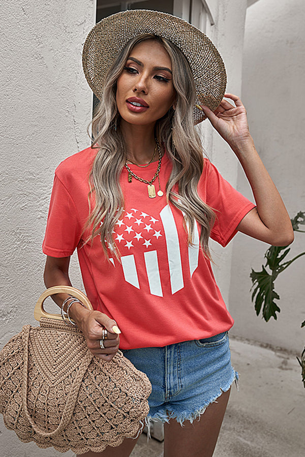 Stars and Stripes Heart Graphic Tee Shirt
