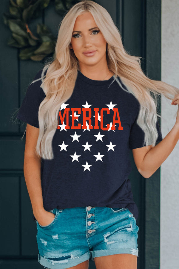 America Stars Round Neck Short-Sleeve Tee