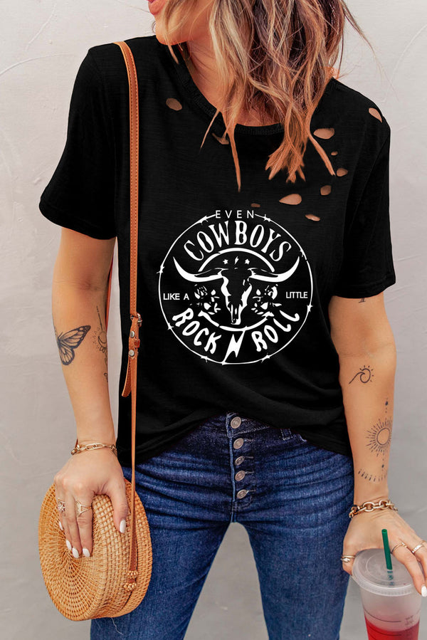 Cowboys Rock & Roll Cutout Tee